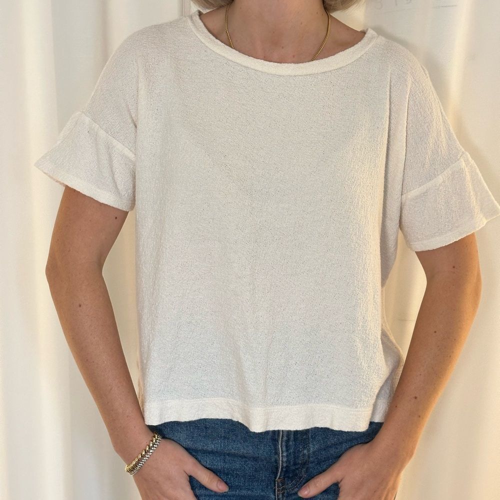 Loft short sleeve cream tea shirt top blouse